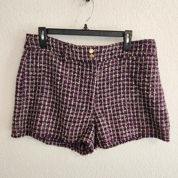 House of Harlow 1960 Pants - House of‎ Harlow 1960 Women's Size Large Tweed Purple/White Plaid Shorts New